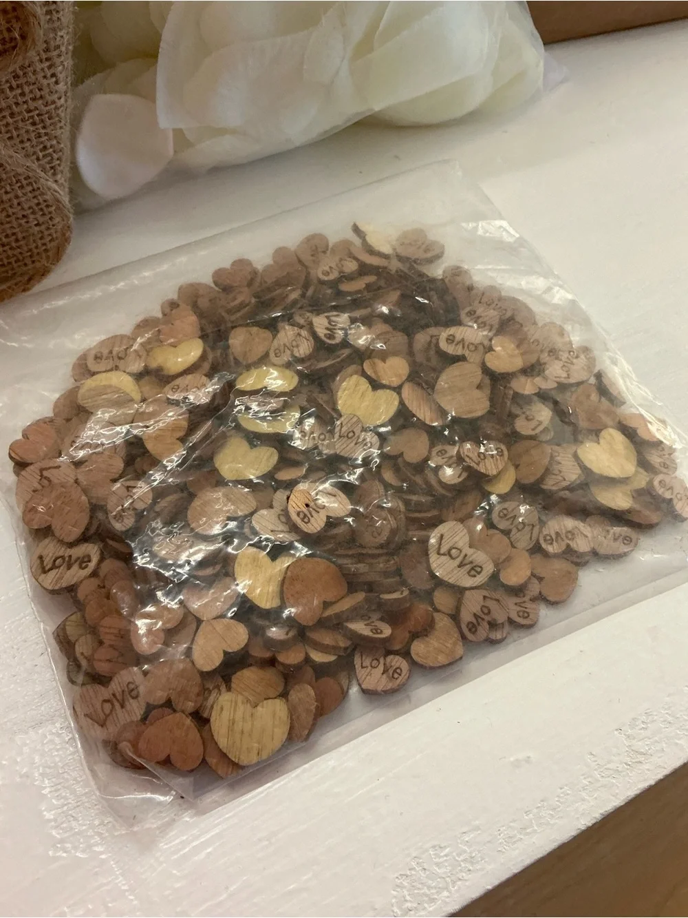 Wooden Heart Love Accent Pieces - Natural Brown